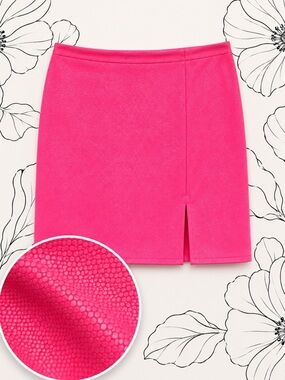 Cloud Ten Hot Pink Vegan Leather Textured Mini Skirt with Front Slit (271)